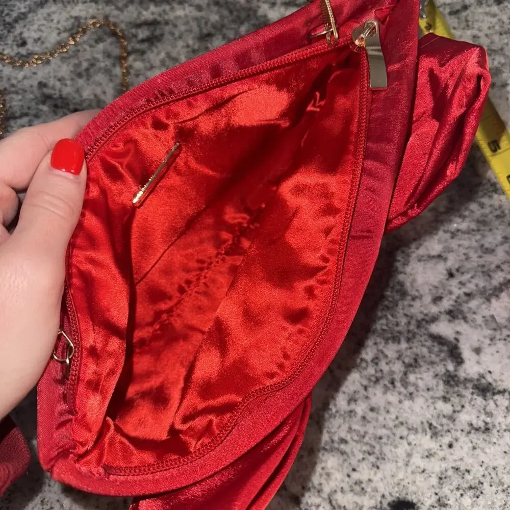 Elegant Red Satin Bow Clutch – Evening / Formal Purse - Picture 7 of 7
